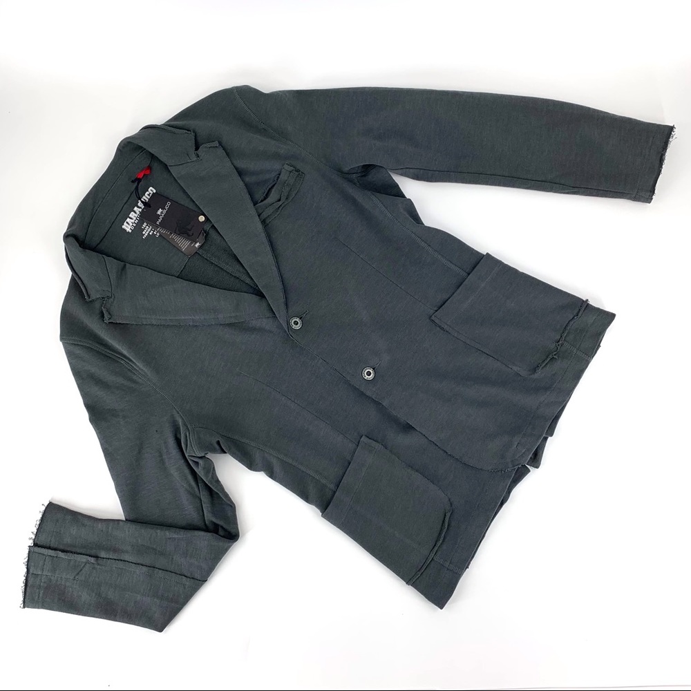 Parasuco Grey Cotton Jersey Two Button Blazer, Small